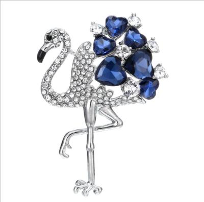 China High-grade ALLOY flamingo brooch crystal brooch micro set red-crowned crane animal brooch for sale