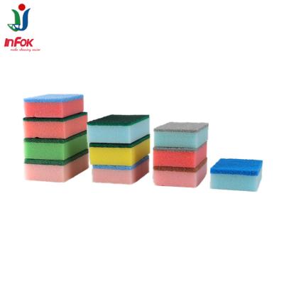 China Sustainable Rainbow Color Scrubber Pad Sponge Kitchen Cleaning Scrub Sponge Scrubber Kitchen Dish Cleaner Pad for sale