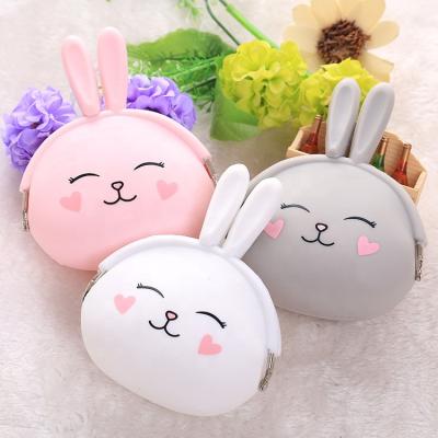 China Cute Money Coin Pocket Coin Purse Rabbit Cartoon Kids Silicone Wallet Purse For Children for sale