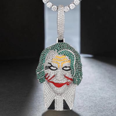 China Hiphop KING YEE 2021 New Design Batman Joker CZ Jewelry Pendant Iced Out Diamond Clown Pendant Colorful for sale