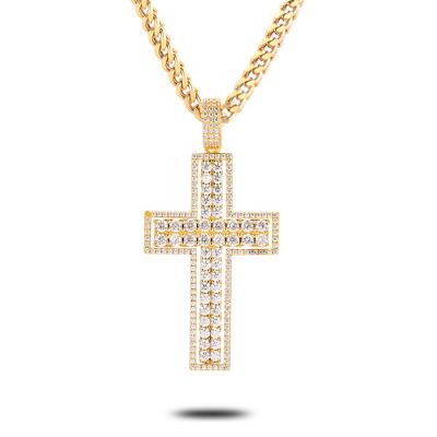 China Popular Hip Hop Iced Out Cross Zircon Gold Piece Pendant Jewelry Sets In Dubai, 18k Metal Pendant For Men for sale