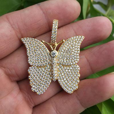 China Custom Hiphop Kingyee Jewelry Gold Plated Zircon Butterfly Pendant for sale