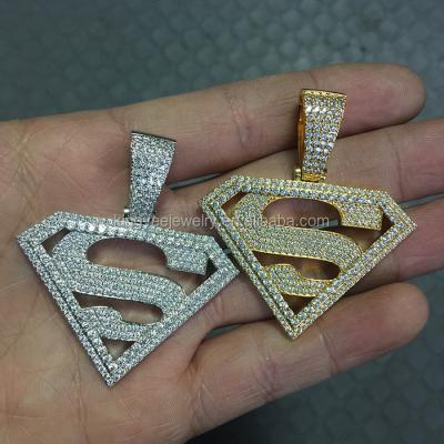 China Hiphop Kingyee Jewelry Custom Design Superman Pendant 18k Gold Plated Jewelry for sale