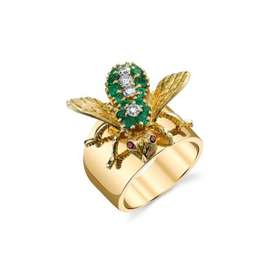 China Gold Ring Diamond Bee from Hiphop on cigar band, gold wings for sale