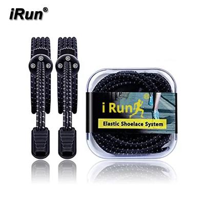 China Irun Round Black Reflective Lock Laces Freckle Shoe Laces Sports Laces Customized Package for sale