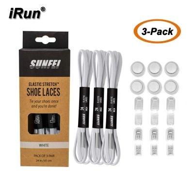 China Irun Flat 3 Pack White Cool Replacement Locklaces Flat Elastic Speed ​​Laces For Boot Running Shoes Brand Custom Logo for sale