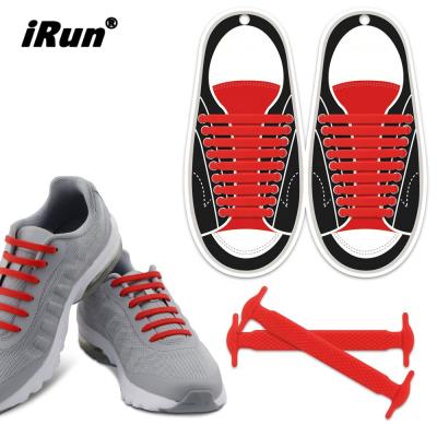 China Irun elastic laces silicone flat laces no tie elastic anchor lace red non-slip no tie laces for sale