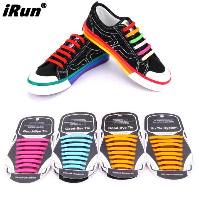 China Irun Flat Silicone Waterproof Rubber Elderly Suitable Convenient Laces Non Tie Elastic Laces For Sneaker for sale