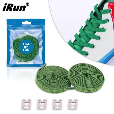 China Irun Flat No Nylon Laces No Tie Flat Tie Convenient No Need Elastic Tie Lace With Metal Sling Main End Claw Clip for sale