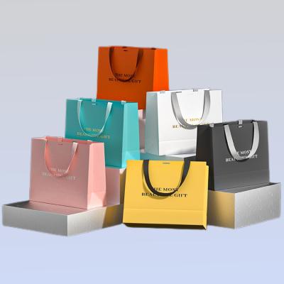 China Recyclable Custom Printed Logo 250G Mini Jewelry Ornament With Handle Recycled Gift Paper Shopping Bag for sale