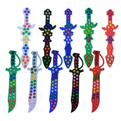 China Hot Selling Amazon Silicone Push Poppers Katana Sword Toy Push Poppers Bubbles Finger Children's Puzzle Decompression Toy Silicone Sensory Knife for sale