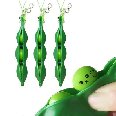 China TPR Squeeze-A-Bean Puchi Puti Mugen Pea Keychain Soybean Toys Gift Edamame Keychain Fidget Toys for sale