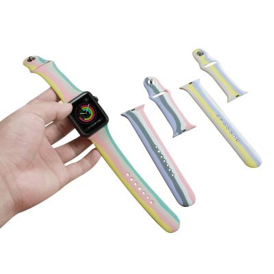 China Wholesale Colorful Water Resistant Sports Silicone Watch Band Replacement Silicone Strap For Apple Watch 7 Series Se 6 5 4 3 2 1 for sale