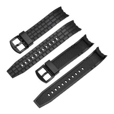 China 22mm Durable Black Rubber Watch Band For Casio E-F Series Watch Strap for sale