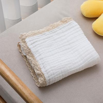 China Portable Baby Washed Cotton Gauze 4/6/8 Layer Lace Up Fringed Children's Cotton Blanket Custom Newborn Blanket for sale