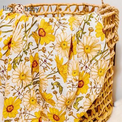 China Portable Super Soft Good Quality Baby Flower Maker Cotton Bamboo Muslin Direct Printing Wrap Blanket for sale