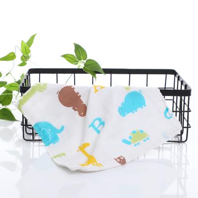 China Baby Muslin Handkerchief 100% Cotton Kids Compressed Face Towel Four Layers Cloth Custom Gauze Printed Cheap Baby Cotton Handkerchief for sale