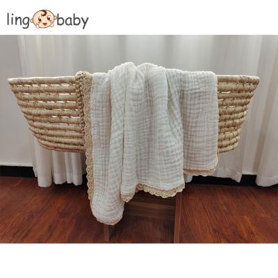 China Anti-Static 6 Layers High Density Muslin 100% Cotton Wraps Blanket for Newborn Infant Neutral Receiving Blanket for Boys and Girls for sale