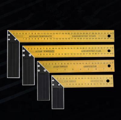 China Durable Hot Selling L Shaped Square Ruler Square L Shaped Rafter Printed Square Aluminum Yellow And Black Printed for sale