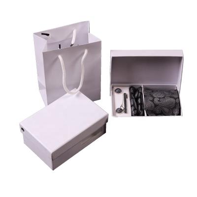 China Polyester Wholesale A Set Of 6 PCs Tie Pocket Cufflink Pull Square Gift Box Set For Men for sale