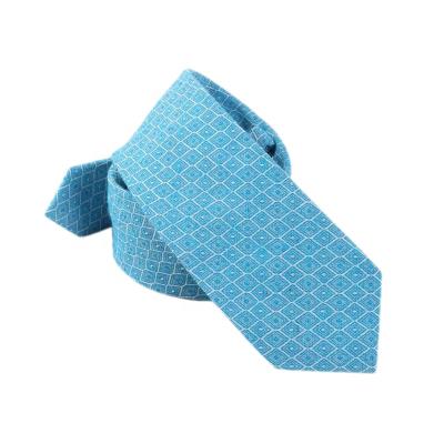 China Classic New Fashion Cotton Design Custom Sky Blue Diamond Cotton Neck Ties For Men for sale