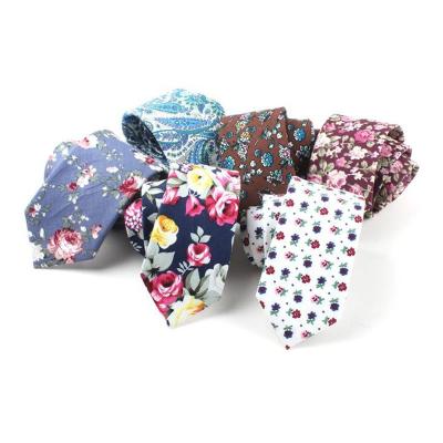 China Latest Wholesale Colorful Cotton Design Printing Floral 100% Cotton Neck Ties For Man for sale