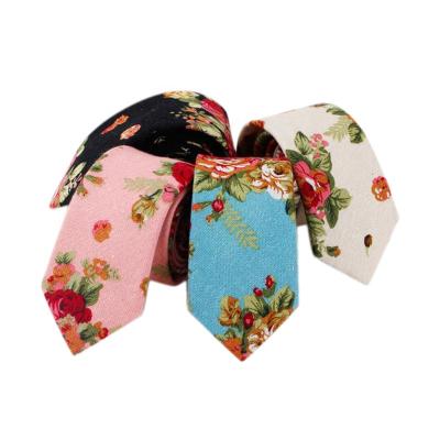 China Cheap wholesale cotton fashion mens cotton floral printed neckties made in china for sale