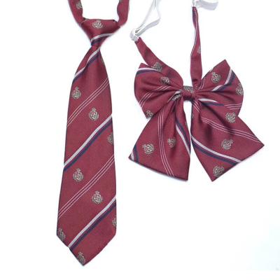 China Custom 100% Polyester Kids Polyester Neck Tie And Bow Tie With Logo for sale