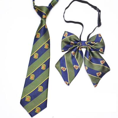 China 100% Polyester Best Selling Custom Green Elastic Ties And Bowties For Boys for sale