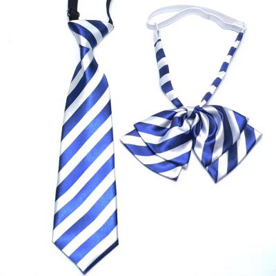 China factory direct wholesale 100% polyester fabric boys stripes ties and bow tie for sale