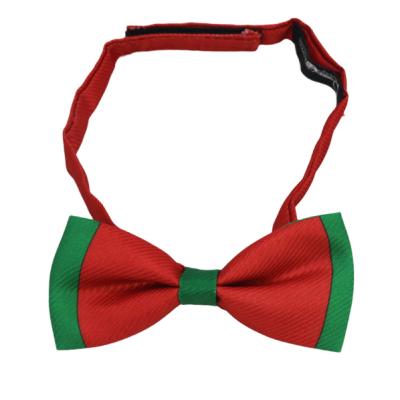 China Custom Adjustable Striped Red Green Printed Bow Tie For Kid for sale