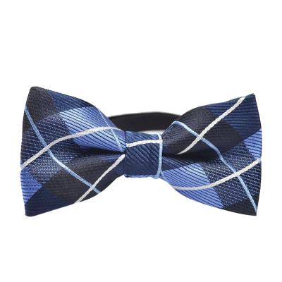 China New Design Polyester Blue Checked Bow Tie For Kids for sale