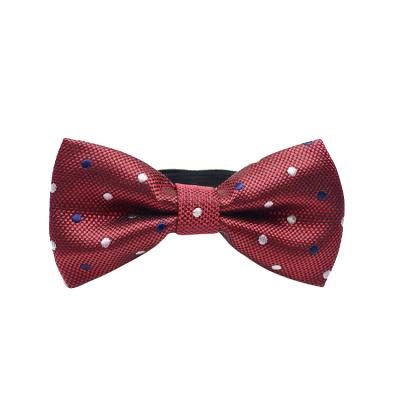 China Custom Red White Dobby Dots Polyester Bow Tie For Kids for sale