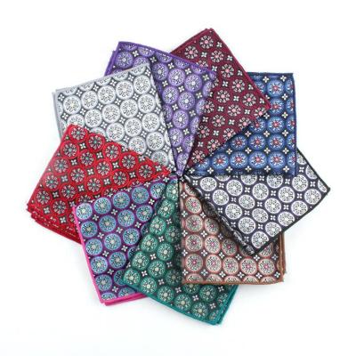 China Hot Selling Fashion Mens Suits Floral Dot Polyester Pocket Square For Party Wedding for sale