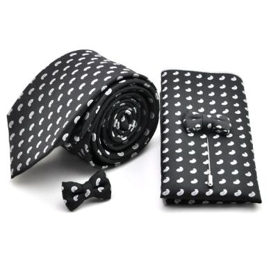 China Jacquard gravata polyester neck ties with square pocket lapel pins for sale