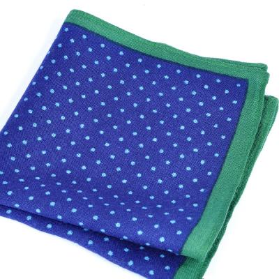 China Latest Fashion Blue Wool Pocket Square 100% Handkerchief For Men for sale