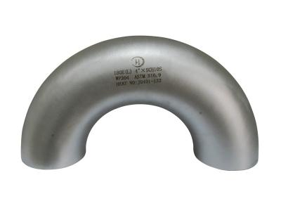 China Butt Weld 180 Degree Long / Short Radius Stainless Steel Pipe Fitting Elbow for sale