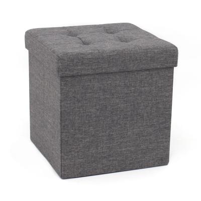 China 2021 Wholesale Space Saving Foldable Gray Polyester Indoor Folding Ottoman For Bedroom for sale