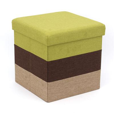 China Foldable Hot Sale Luxury Faux Canvas Storage Foldable Ottoman Ottoman For Wohnmbel for sale