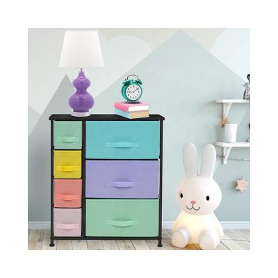 China Customized 5L-209 Foldable Kids Style Hot Sale On Amazon Metal Tower 7 Drawers Storage Chest Tissue Drawer For Bedroom for sale