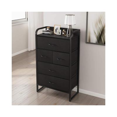 China Adjustable (Height) Customized Baby Dresser Modern Design Black Chest 5 Drawers Storage Tower Living Room Cabinet 5L-608 for sale