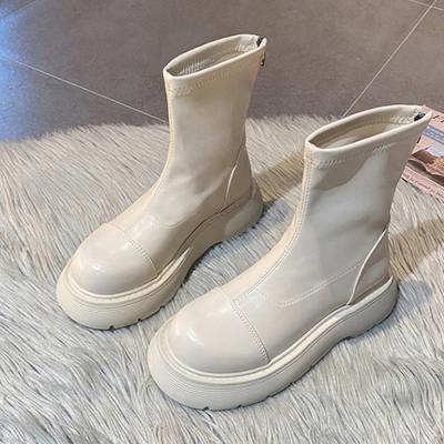 China Wholesale Breathable Fashion Designer Martin PU Leather Boots Round Toe Beauty Scott Boot Women Shoes for sale