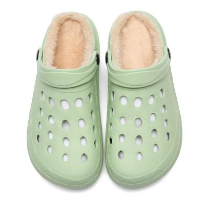 China Wholesale Flat Men's Garden Shoe EVA Winter Furry Clogs With Warm Fur Women SP834 for sale