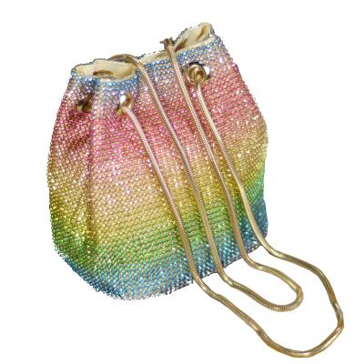 China New Fashoion SP1214 Style Rhinestone Shoulder Cross - Body Bag Women Handbag Color Rhinestone Drawstring Bucket Chain Bag for sale