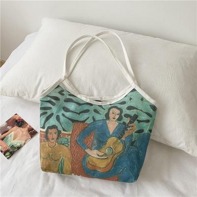 China Durable Shoulder Large Capacity Oil Painting Cotton Canvas Shopping Bag Eco-Friendly Portable Oil Painting Packing Bag SP448 2021 for sale