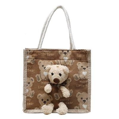 China SP586 Retro Durable Cute Cartoon Handbag Canvas Chinese Custom Bags With Logo Eco Friendly Reusable Shopping Bags for sale