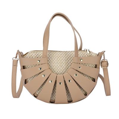 China Durable SP418 2021 Summer New Style Straw Woven Ladies Bag Semicircle Shoulder Cross - Portable Body Bag Beach Bag for sale