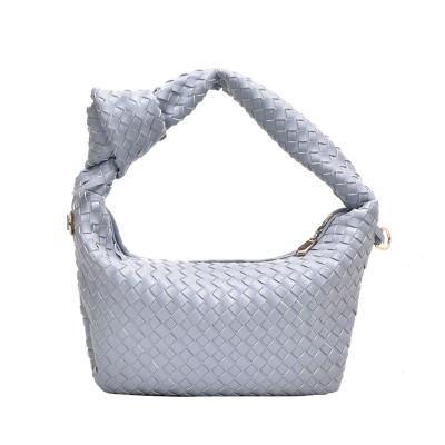 China SP755 Fashion Handmade Woven Shoulder Bag Hobo Knotted Luxury Leather Lady Bag Armpit Handmade Woven Handbags for sale