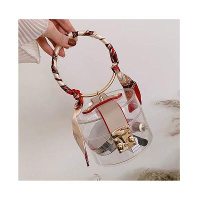 China SP1019 2021 Women's Fashion Mini Round PVC Fashion Handbags Box Acrylic Handbag Transparent Transparent Top Handle Tote Bag for sale