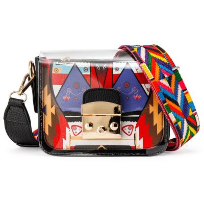 China SP1303 Summer Fashion Durable Women Print Durable Women PVC Jelly Crossbody Durable Small Shoulder Bag Purse Plastic Transparent Mini Set for sale